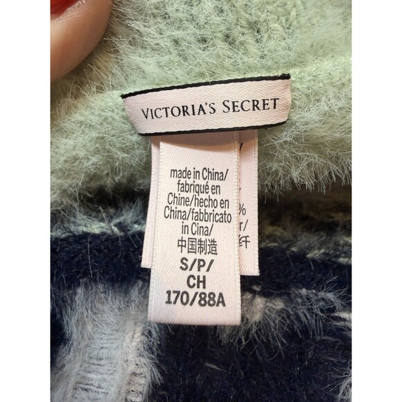 Victoria's Secret Soft Cozy Fuzzy Crop Fair Isle Sweater Shirt Top Small - Picture 6 of 8